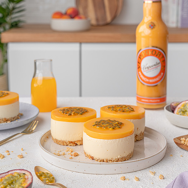 Pfirsich-Maracuja-Joghurt-Törtchen mit Verpoorten Pfirsich-Maracuja