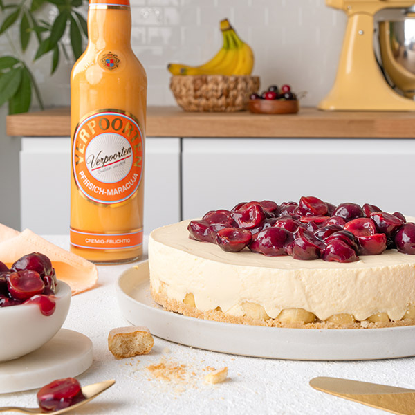 No Bake KiBa-Cheesecake mit Verpoorten Pfirsich-Maracuja