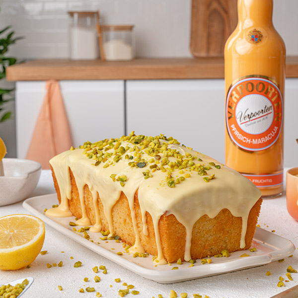 Zitronenkuchen mit Verpoorten Pfirsich-Maracuja