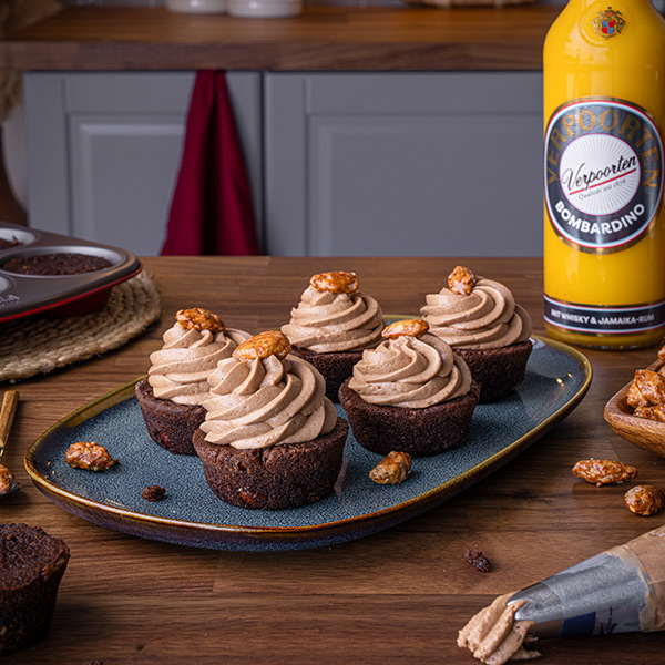 Schoko Verpoorten Bombardino Cupcakes mit gebrannten Mandeln