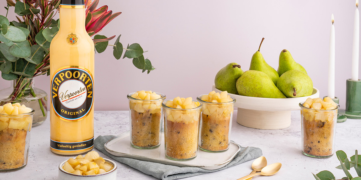 Eierlikör-Mandelkuchen im Glas mit karamellisierten Birnen Bild 2 Eierlikör-Mandelkuchen im Glas mit karamellisierten Birnen Bild 2