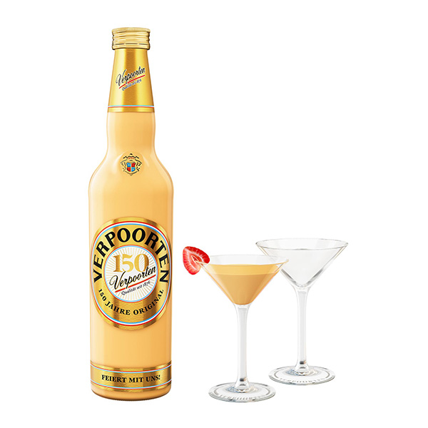 Eierlikör-Set 0,7 L Flasche VERPOORTEN ORIGINAL und 2 Cocktail Schalen